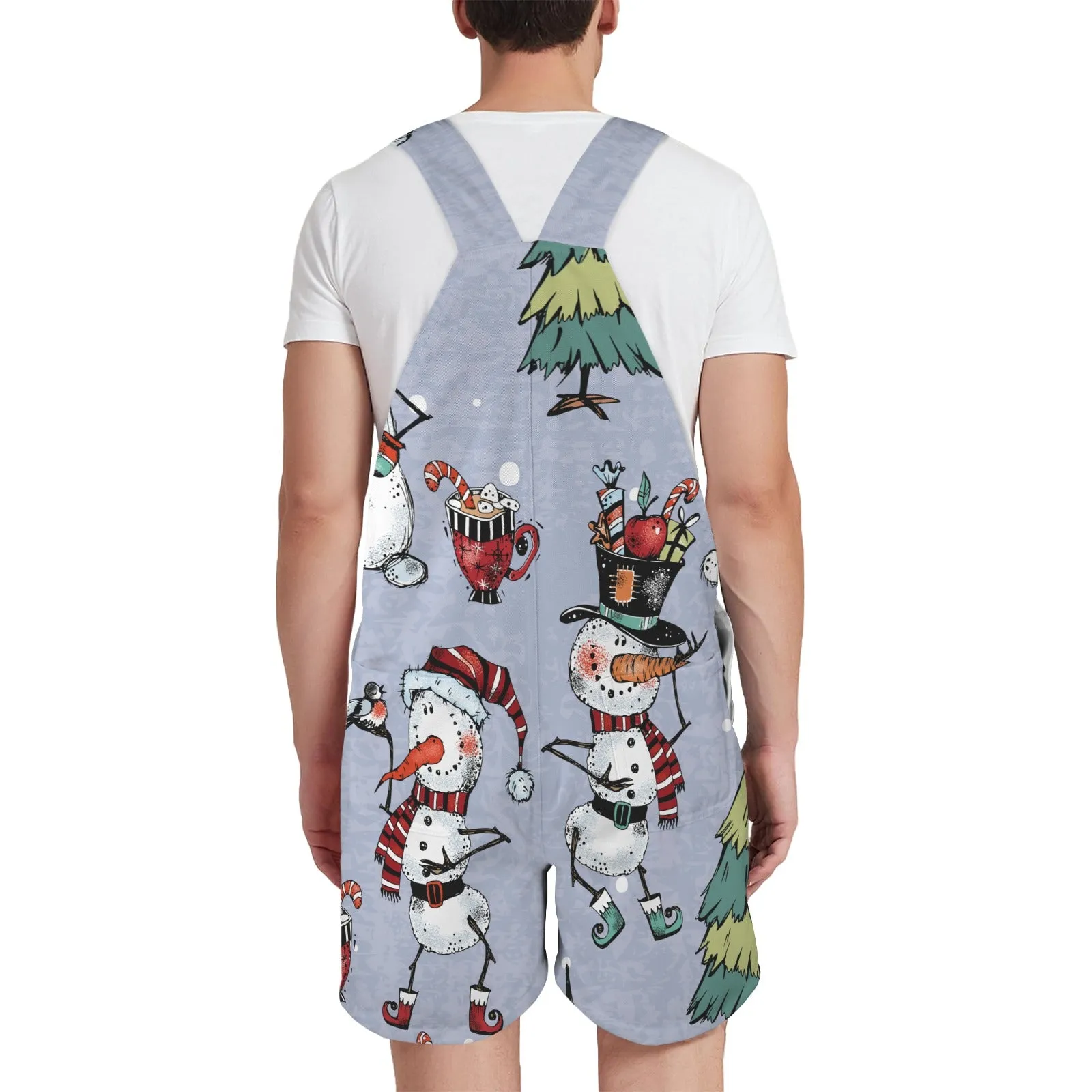 whimsical snowmen Emerson Easy-Wear Jumpsuit Unisex Shorts Suspender Jumpsuit