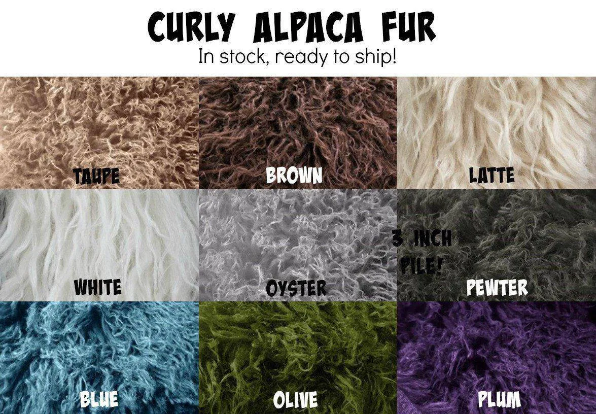 White Curly Alpaca Faux Flokati Fur