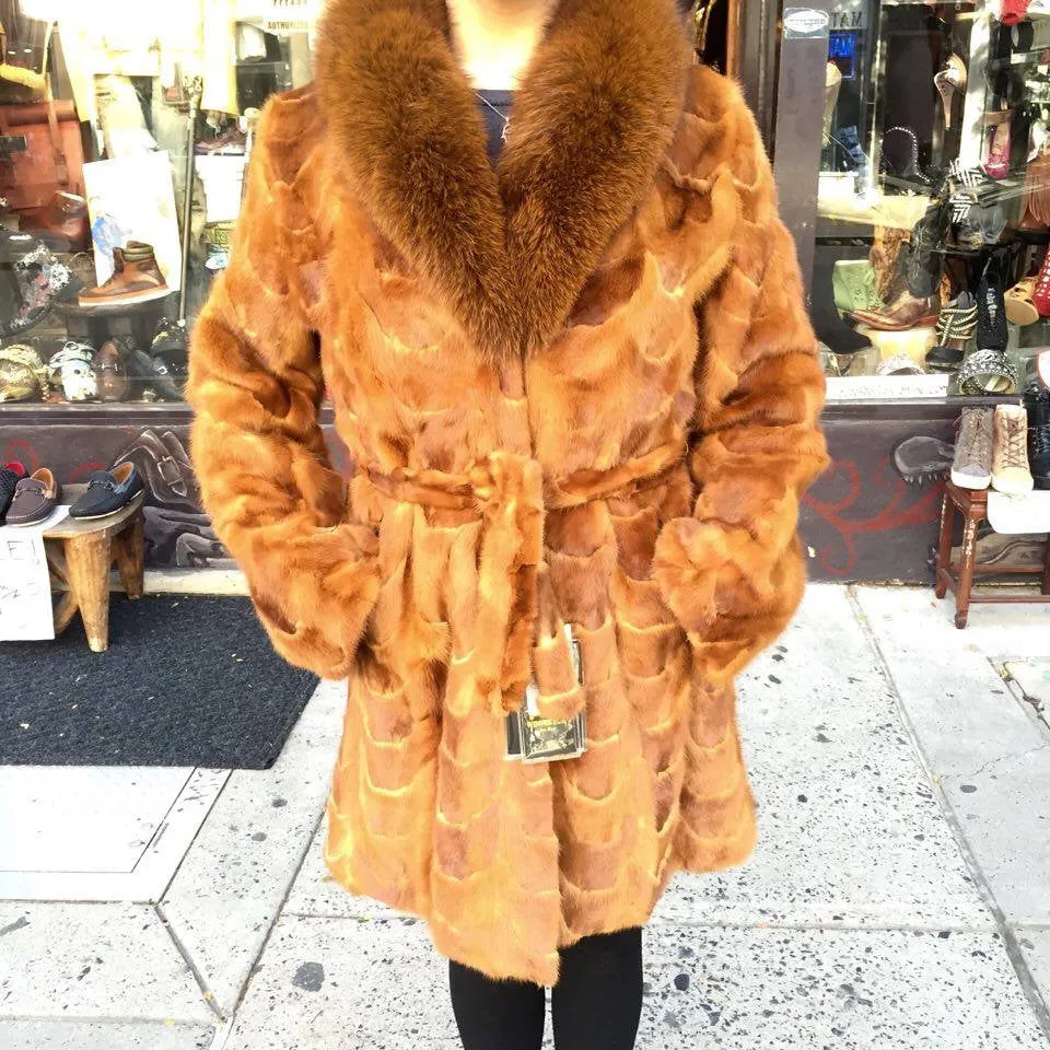 Winter Fur Women's Whiskey 3/4 Mink Fur Coat