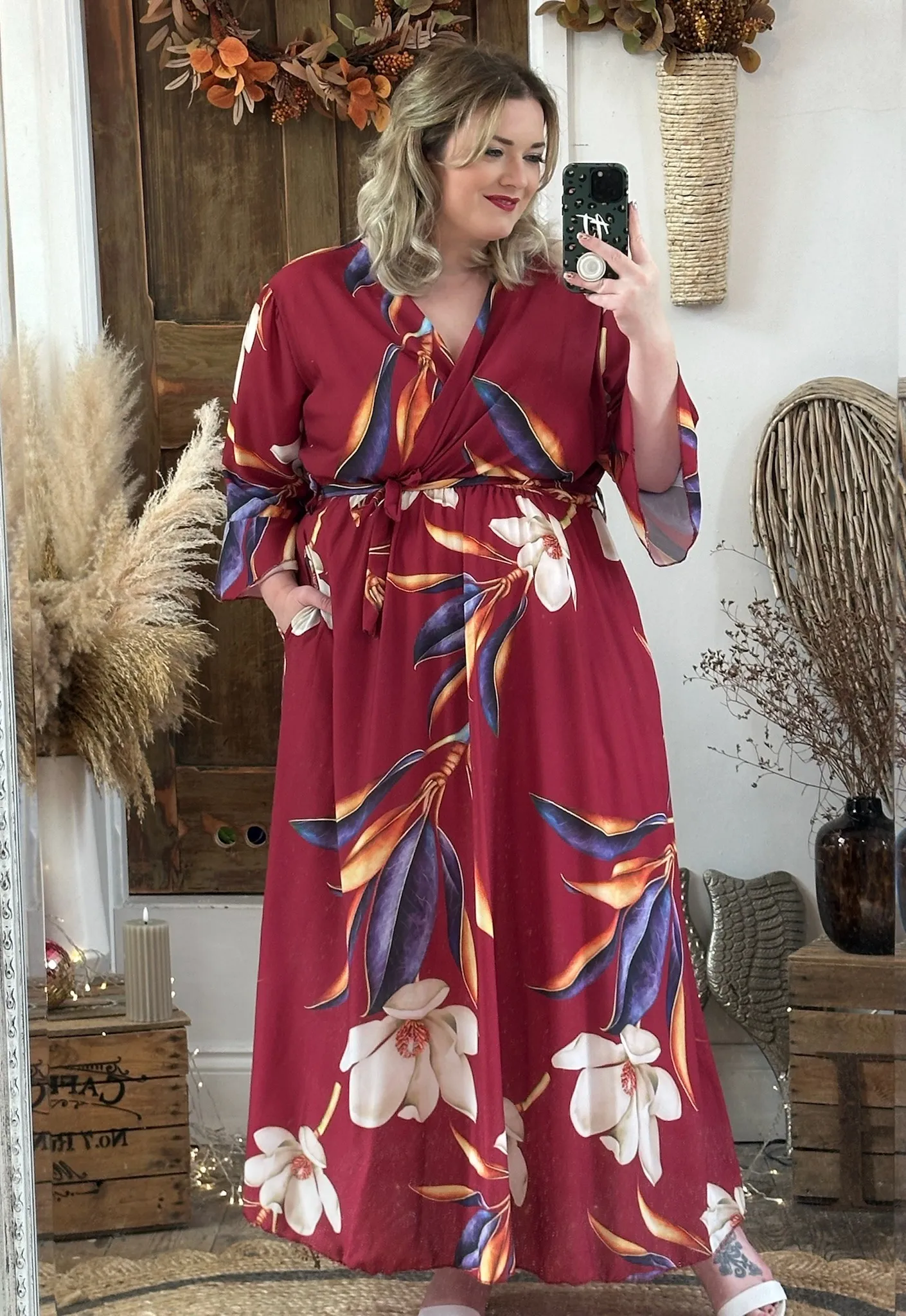 Winter Wine Bold Floral Thea Dress