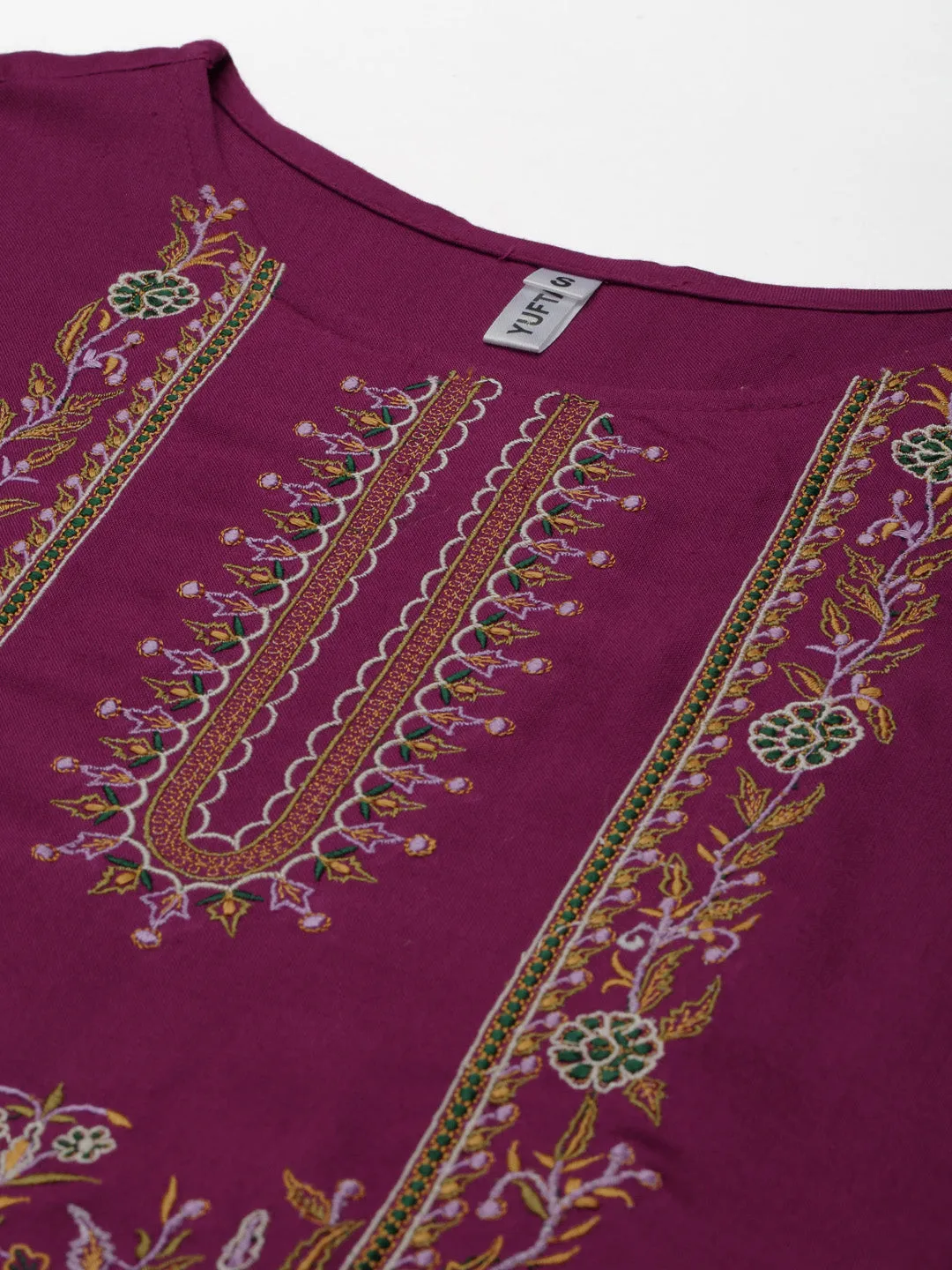 Women Burgundy & Mustard Yellow Ethnic Motifs Kurta With Trousers & Dupatta