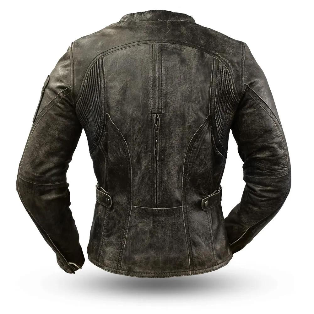 Women Jasmin Leather Jacket Distressed Buffalo Skin