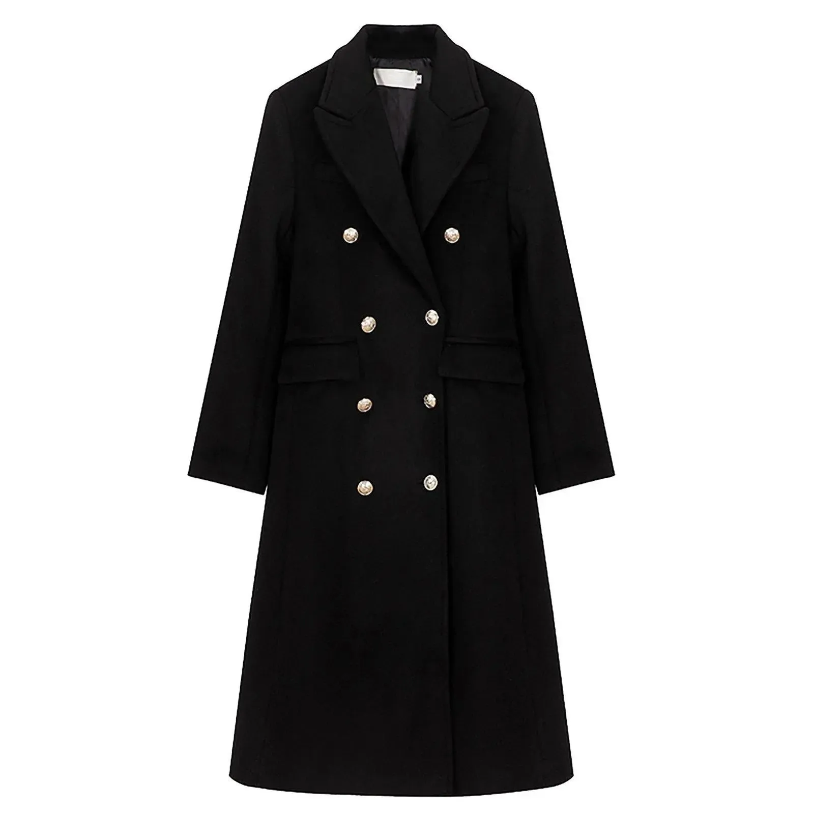 Women's Black thick Wool Coat,Double breasted wool coat,Black long coat,black wool coat,Warm black coat,Warm long black coat,Vivian7 W115