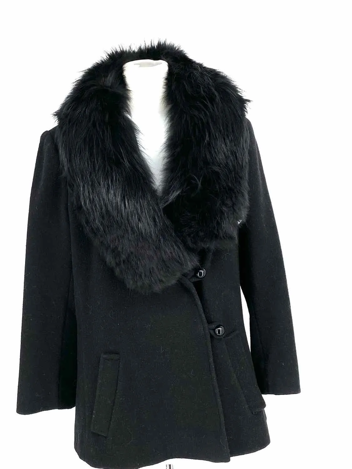 Women's Black Wool Size M Coat