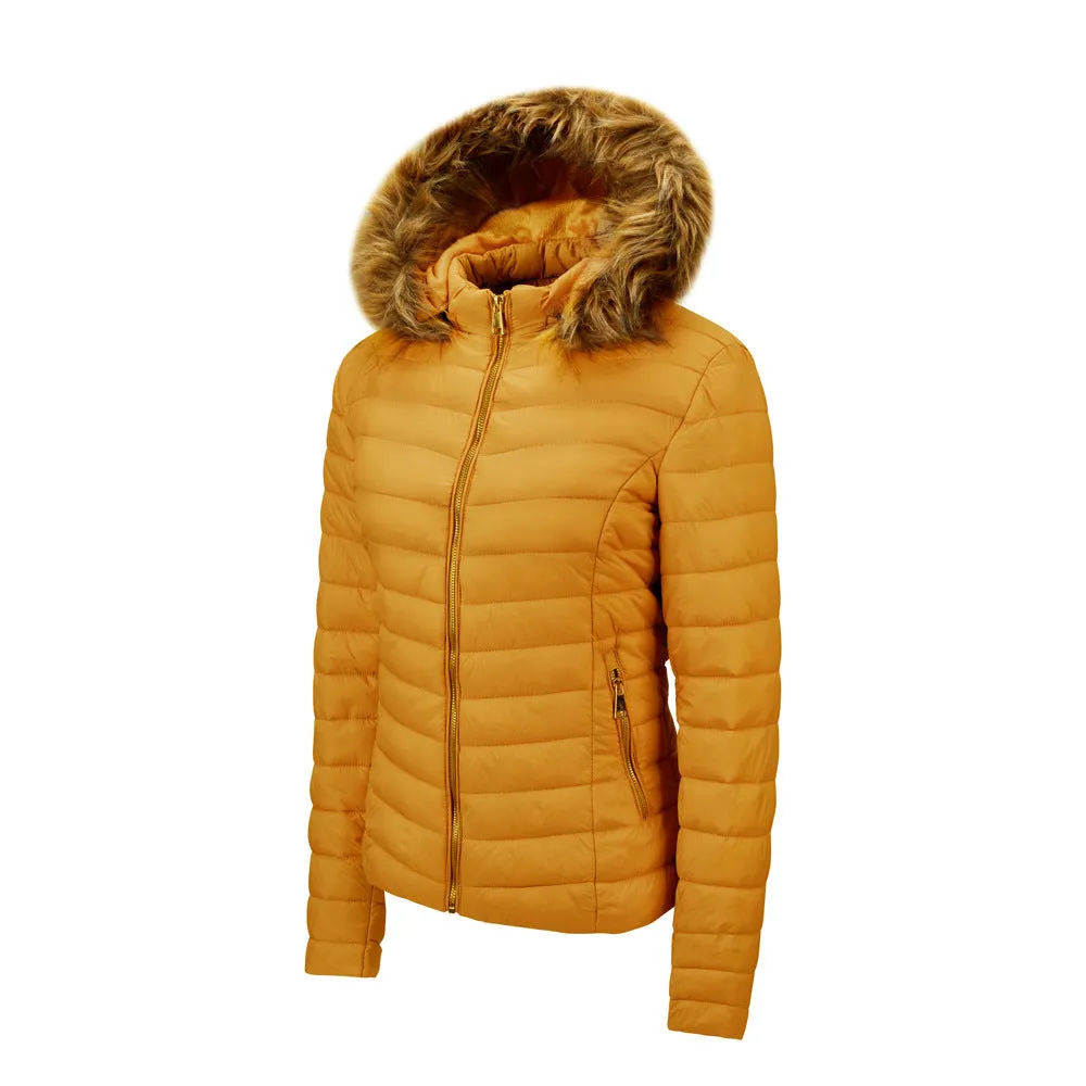 Women's Fur Collar Cotton Hooded Jacket