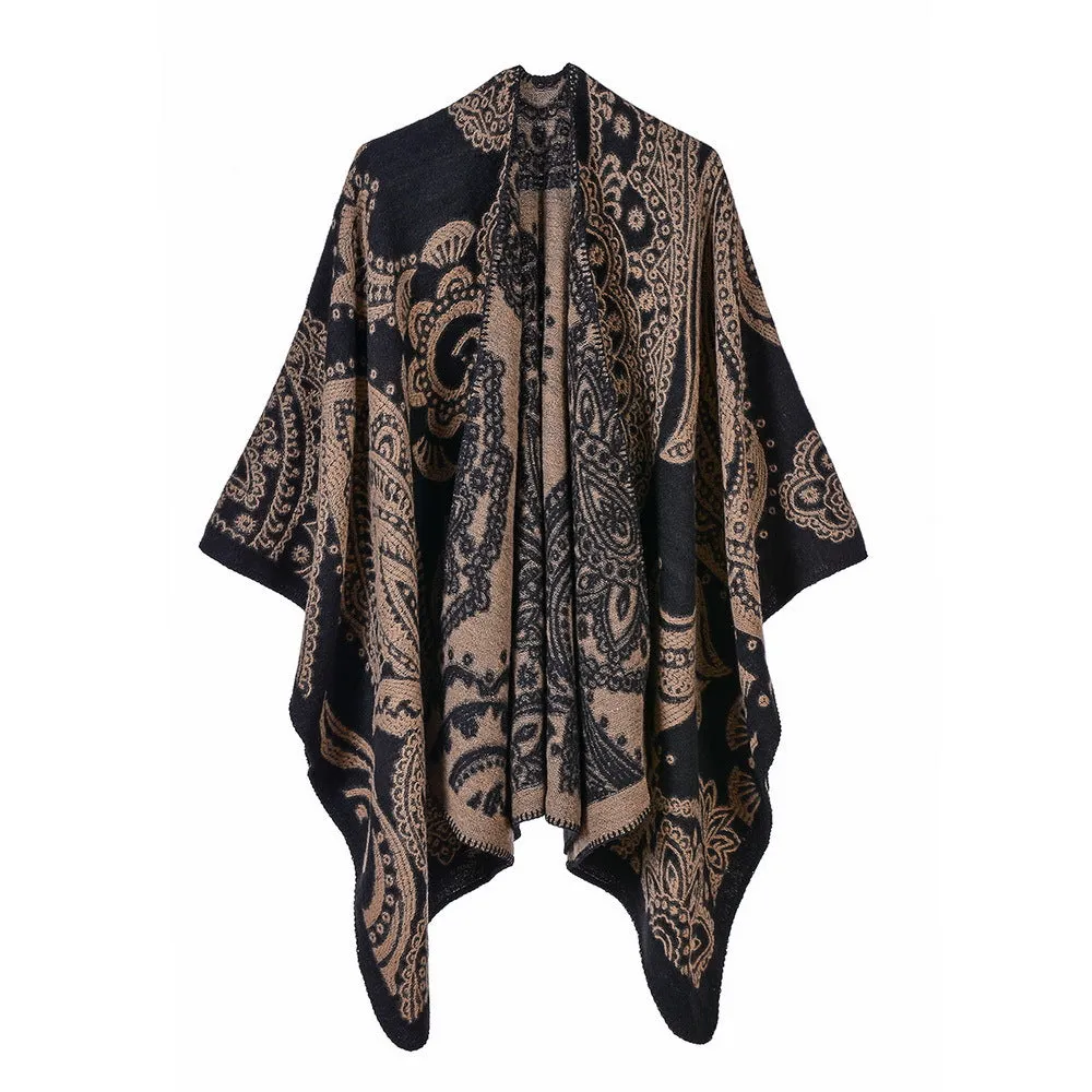 Women's large cashew nut color matching shawl cape