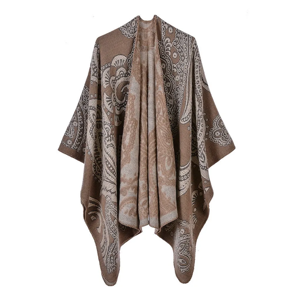 Women's large cashew nut color matching shawl cape