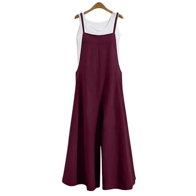 Women's Oversize Bib Trousers Wide Leg pants Overalls Jumpsuit Romper