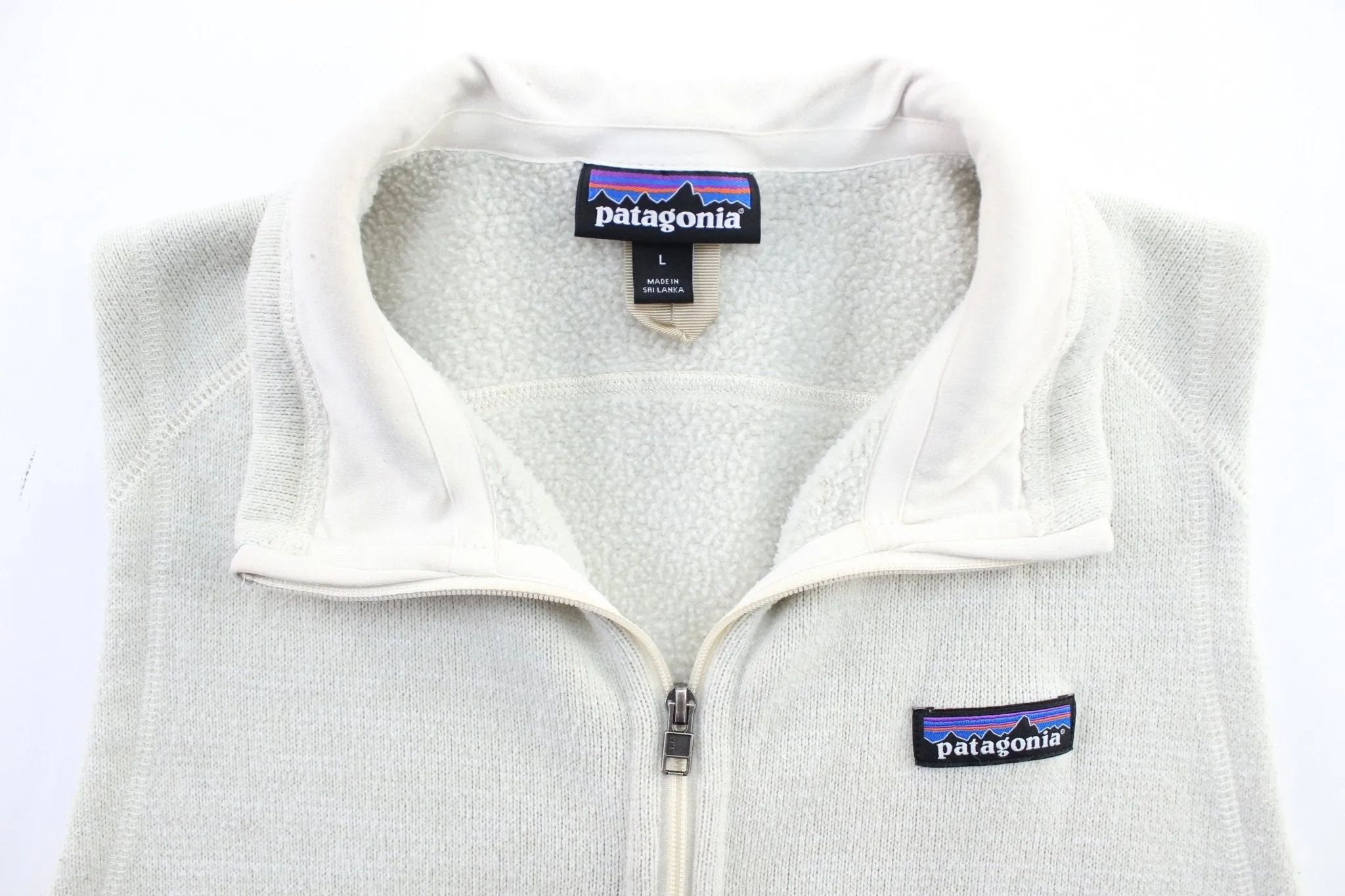 Women's Patagonia Logo Patch White Zip Up Vest