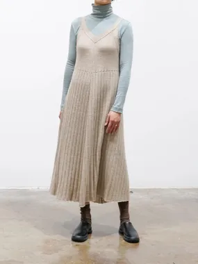 Worsted Wool Knit Camisole Dress - Beige