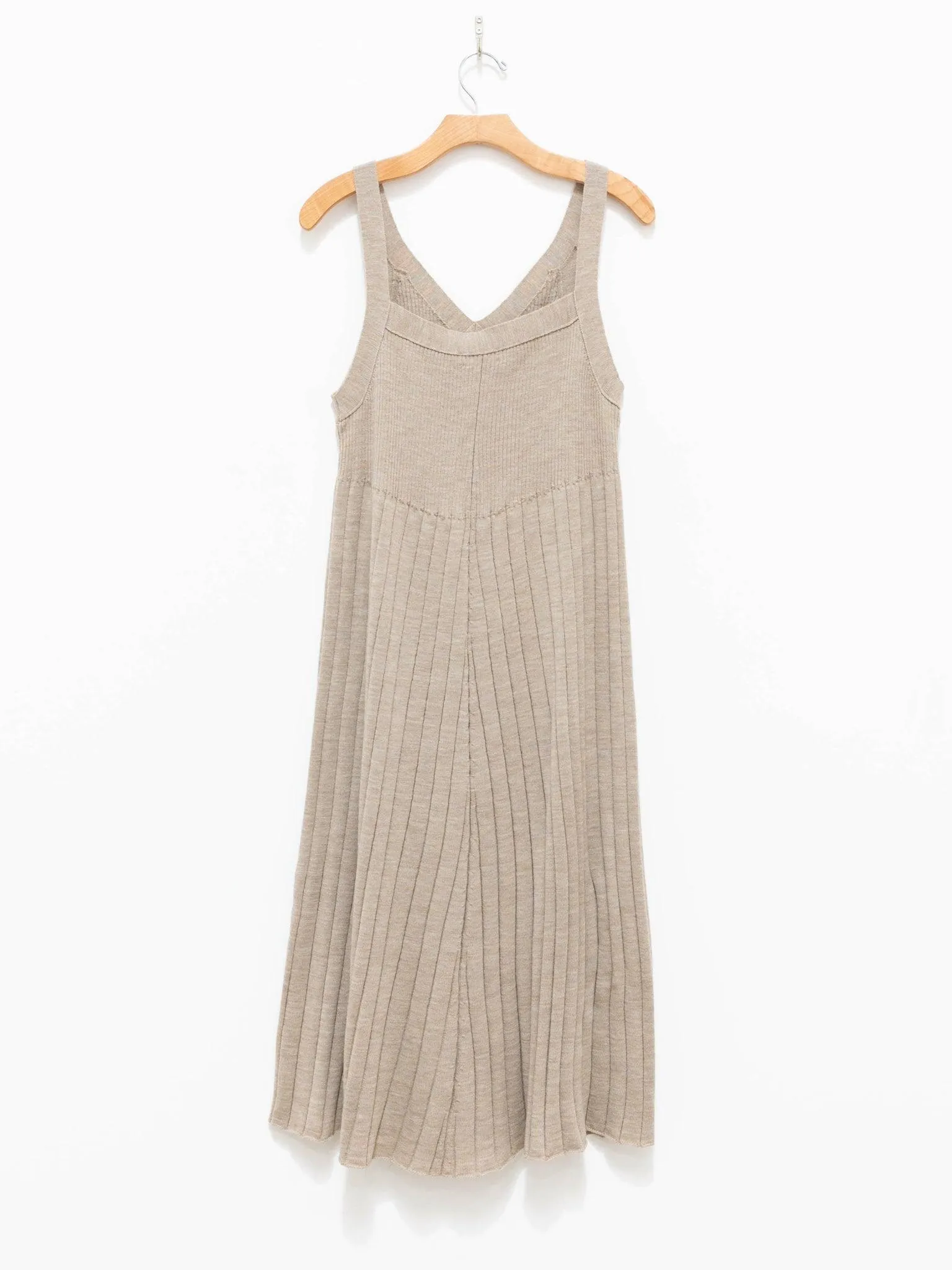 Worsted Wool Knit Camisole Dress - Beige