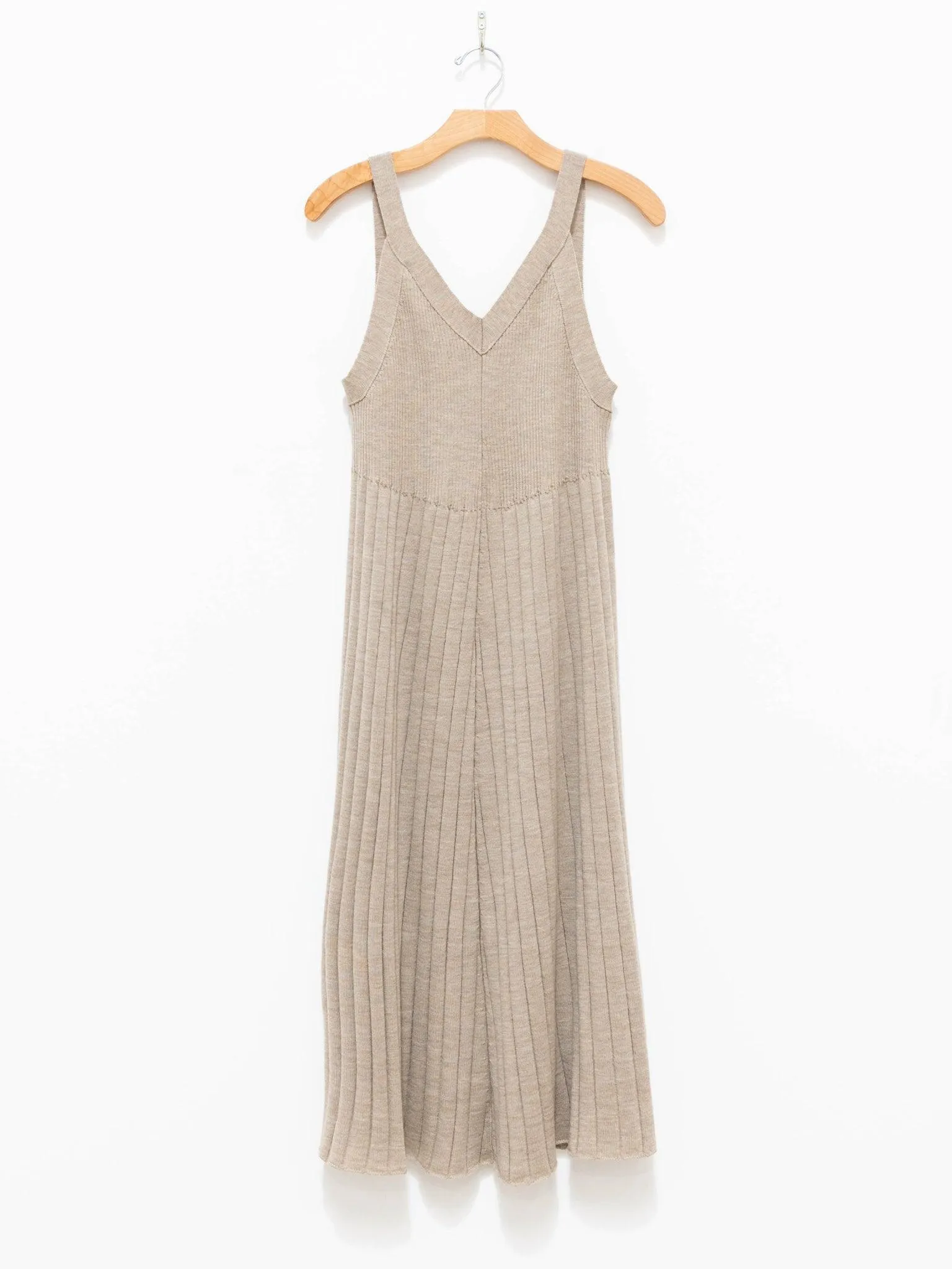 Worsted Wool Knit Camisole Dress - Beige