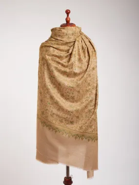 XL Golden Palm Authentic Indian Pashmina with Sozni Embroidery.