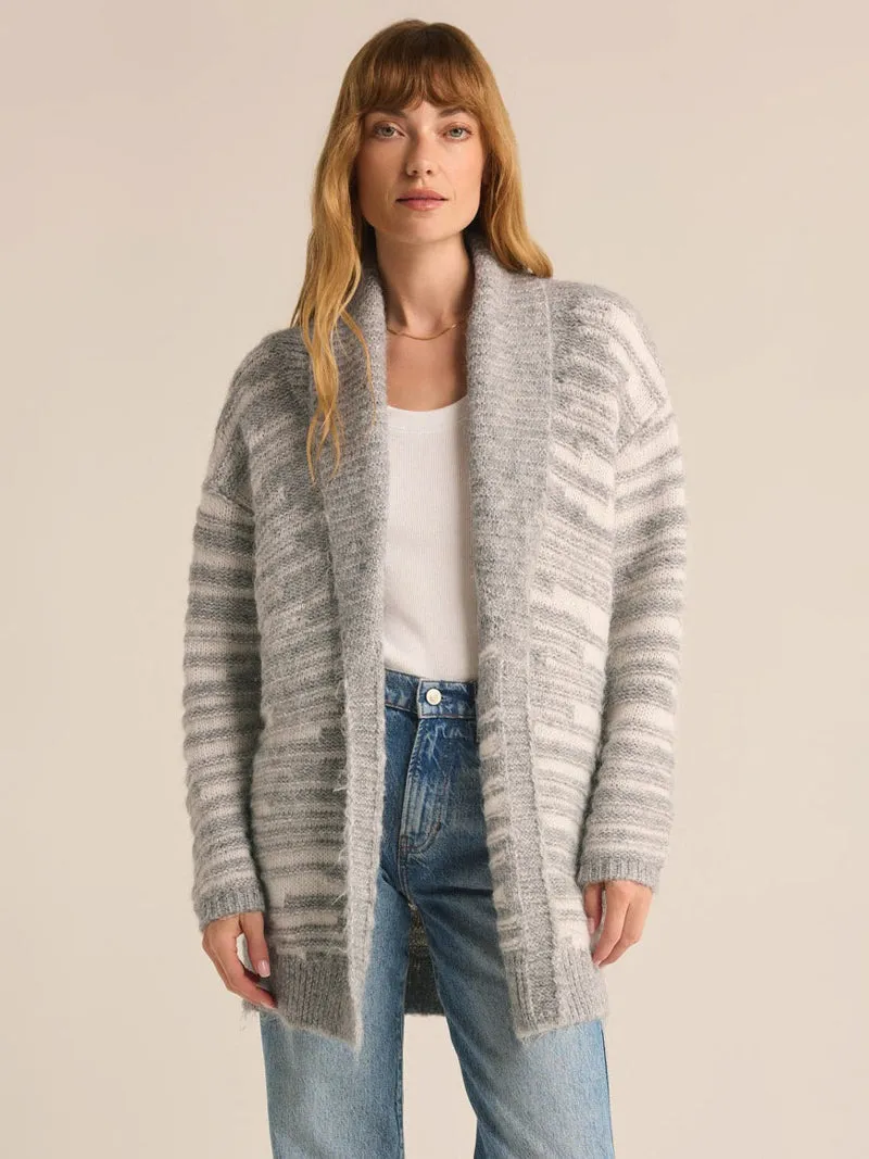 Z Supply Level Up Cardigan - Light Heather Grey